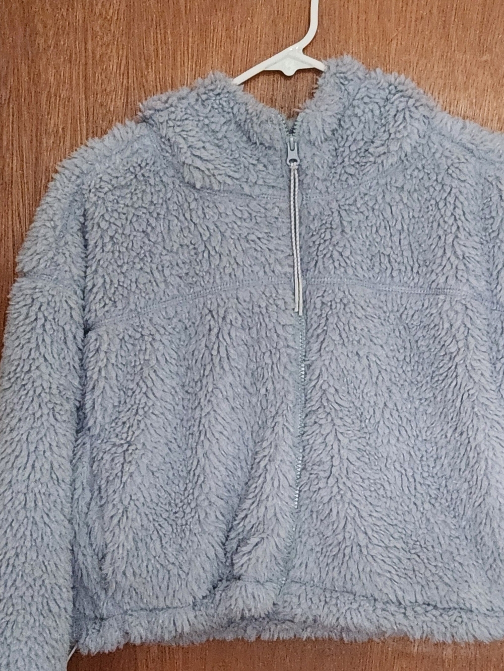 Urban Outfitters BDG Womens Cozy Cute Light Gray Sherpa Crop Zip Hoodie Size M